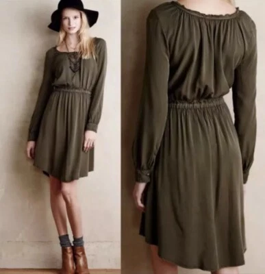 Anthropologie Ocala Shirtdress Holding Horses Olive Green 4 Medium $128 Western - Image 1 of 4