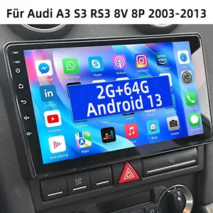 9" 2+64G Android 13 Carplay Autoradio GPS Navi WIFI RDS Per Audi A3 S3 RS3 8V 8P - Foto 1 di 16