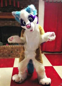 Mascot Husky Dog Fox Adults/Kids Costume Cosplay Long Fur Furry Fursuit Wolf - Picture 1 of 3