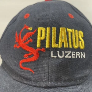 Mt Pilatus Luzern Switzerland Hat Navy Red Dragon Baseball Ball Cap Lid Globus - Picture 1 of 8