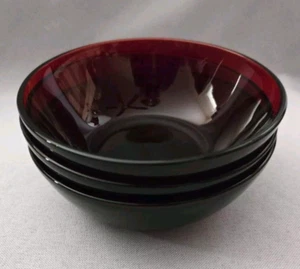 SET OF 3 VTG ANCHOR HOCKING ROYAL RUBY RED DESSERT BOWLS 4 5/8" - Picture 1 of 3