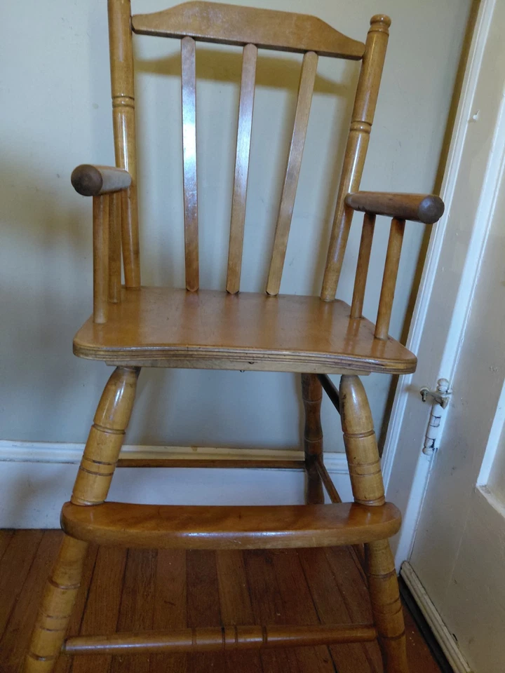 Antique Wooden High Chair - Image 1 of 4