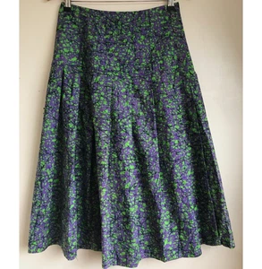 Vintage Next Crisp Cotton Midi skirt 12/14 Side buttons Purple Green - Picture 1 of 6