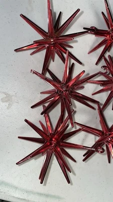 Lot Of 6 Red MCM Bradford Sputnik Ornaments! 4 1/2” Christmas Holiday For Tree! - Image 1 of 4