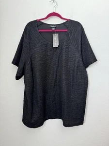 Maggie Barnes Women's Solid Black Short Sleeve Blouse Textured Dressy Size 4X - Picture 1 of 9