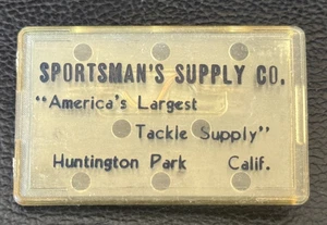 Vintage Angelscheinhalter Pinback Sportsman's Supply Co Huntington Park CA - Bild 1 von 4