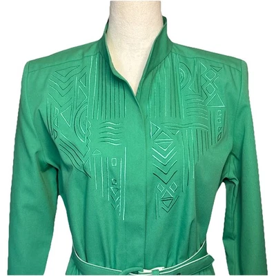 Vestido Camisa Vintage Petites by Willi Talla 14 Verde Botón Delantero Cinturón Nuevo con Etiquetas Foto 1 de 4