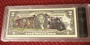 2013 $2 Dollar Bill, Bradford Exchange Colorized & Encapsulated - Picture 1 of 8