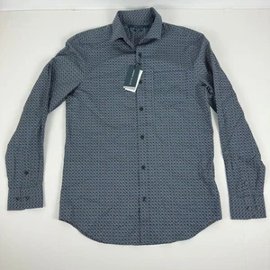 Perry Ellis Men's Micro Chain-Pattern Stretch Shirt - Dark Denim-Small - Picture 1 of 5
