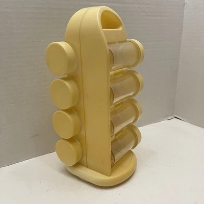 Rotating Lazy Susan Spice Rack Butter Yellow 8 Jars Durable Plastic  - Image 1 of 4