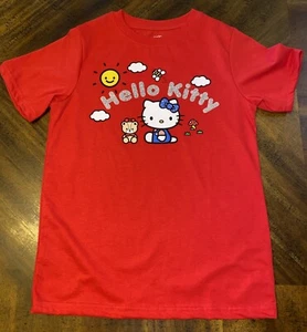 Hello Kitty w Teddy Bear Glitter T-Shirt Red Size Youth Large Top - Picture 1 of 4