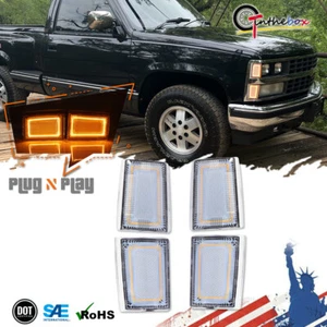 For 88-93 C K 1500 Suburban Blazer Clear Amber LED Side Marker Upper & Lower Set - Picture 1 of 11