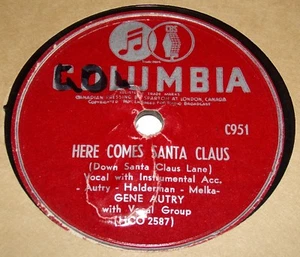 Columbia C951 Gene Autry Here Comes Santa Claus / An Old Fashioned Tree 78 RPM - Foto 1 di 2