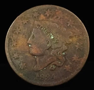 Rare Date 1834-P Braided Hair Liberty Head Large Cent Coin 1C BN (I-19569) - Picture 1 of 6