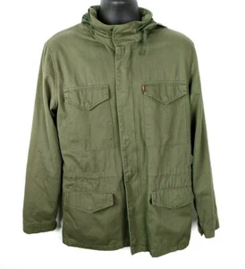 Levi's Men's Size M Tab Olive Green Full Zip Pocket Military Jacket with Hood - Picture 1 of 5