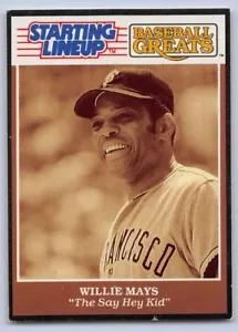 1989  WILLIE MAYS - Starting Lineup Card- "Baseball Greats" - S. F. GIANTS - Picture 1 of 2
