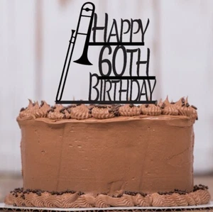 Topper torta di compleanno trombone, qualsiasi nome, topper personalizzato, LT1220 - Foto 1 di 3