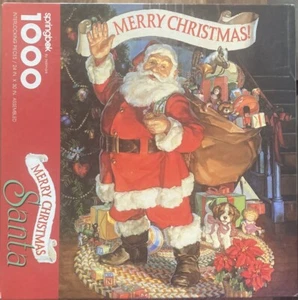 Vintage Springbok 1000 Piece Puzzle - MERRY CHRISTAMAS SANTA -Pre-Owned Complete - Picture 1 of 2