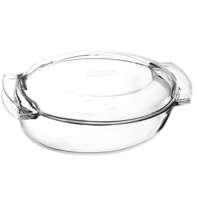 Glasbräter Auflaufform Bräter Glaskochgeschirr Deckel Backform Küche Keks 5,8 L - Bild 1 von 4