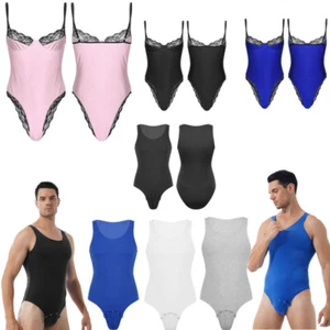 Para hombre Encaje ceñido al cuerpo Sissy sin forrar sujetador inalámbrico leotardo lencería ropa interior - Imagen 1 de 107