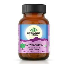 Organic India Ashwagandha Root Powder 60 Veg Capsules 800mg (No Somnifera)