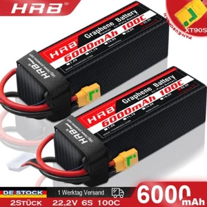 2x Graphen HRB 6s 22,2V 6000mAh XT90S Lipo Batterie für RC Hubschrauber Flugzeug - Bild 1 von 6