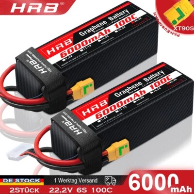 2x Graphen HRB 6s 22,2V 6000mAh XT90S Lipo Batterie für RC Hubschrauber Flugzeug - Bild 1 von 4