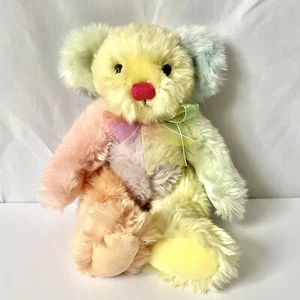 First & Main Sherbet Color Block Stuffed Teddy Bear Plush Toy 12" Pastel Rainbow - Picture 1 of 11
