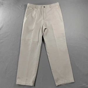Pantalone kaki Haggar gamba dritta beige piatto davanti uomo taglia reale 34x29 - Foto 1 di 8
