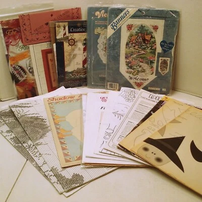 Lot of 20 Art Craft Needlework Sewing Counted Embroidery Quilt Applique Patterns - Image 1 of 4
