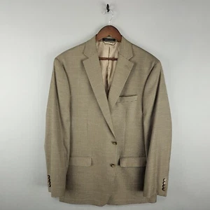 Ralph Lauren Sport Coat Mens 44L Tan Houndstooth Business Casual Jacket Suit - Picture 1 of 14