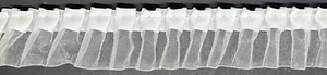 1&1/2"  White Pleated Organza & Satin Fabric Trim 10 Yards trimming Bridal Trim - Picture 1 of 1