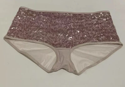 Sexy Panty Pantalón Corto Victoria's Secret Lentejuelas Frontal Malla Trasera Talla M Rosa ¡NUEVO! Foto 1 de 3