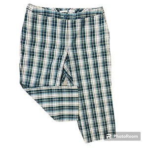 Liz Golf Audra kurz geschnittene Hose Damen 14 verstellbare Taillentaschen kariert breites Bein - Bild 1 von 14