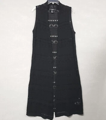 Y2K Duster Sweater Women’s M Sleeveless 90s Style Open Front Loose Knit READ - Image 1 of 4