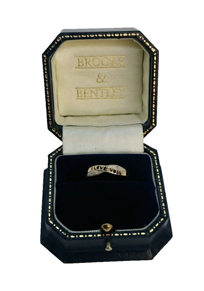 Anillo de diamantes de oro de 9 quilates anillo I LOVE YOU anillo cruzado vintage I LOVE YOU - talla N Foto 1 de 4