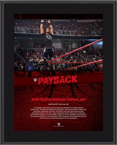 Seth Rollins WWE 10.5" x 13" 2017 Payback Sublimated Plaque Cover