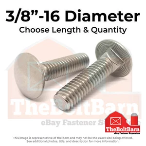 3/8"-16 Stainless Steel 18-8 Carriage Bolts (Choose Length & Qty) - Picture 1 of 16