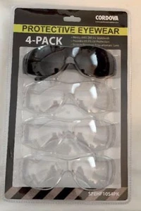 NUEVO Paquete de 4 gafas protectoras de seguridad 3 transparentes / 1 gafas de sol - Imagen 1 de 4