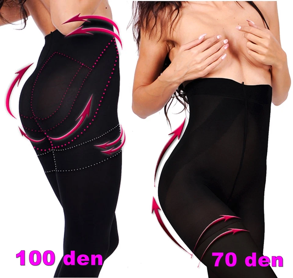 Push UP figurformende Damen Strumpfhose blickdicht 100 den schwarz Bauchweg - Bild 1 von 1