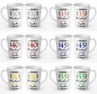 12oz Pair of Wonderful Years Together Anniversary (1st-70th) Gift Latte Mugs