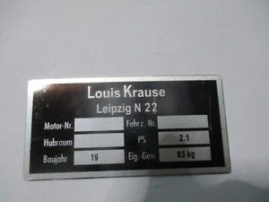 Typenschild Louis Krause Leipzig Duo simson Schild s106 - Picture 1 of 1