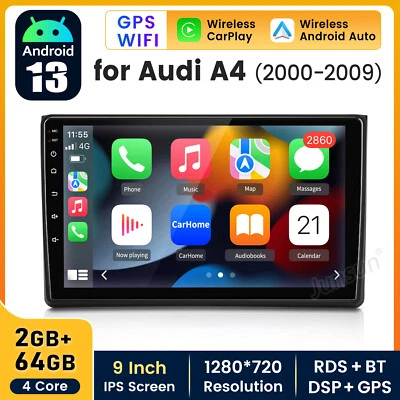 9''Autoradio Navi Für Audi A4 Avant S4 GPS DVD DAB+ Android BT 2+64GB Carplay FM - Bild 1 von 4