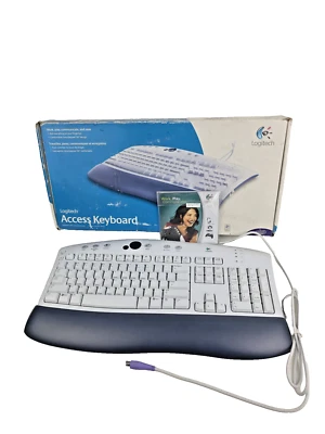 Vintage Logitech Access Keyboard Wired PS/2 Model 967228-0403 Untested - Image 1 of 4