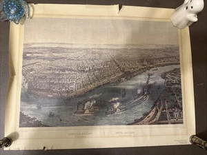 Vintage Reproduktion Lithographie "New Orleans 1851" von Thomas Muller 23x18 - Bild 1 von 12