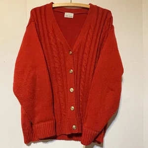 Cardigan vintage Bobbie Brooks donna taglia 2XL rosso maglia cavo maglione nonna - Foto 1 di 3