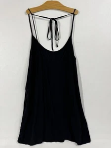Brandy Melville Womens Black Mini Slip Dress Tie Back Flowy Cover Up One Size - Picture 1 of 9