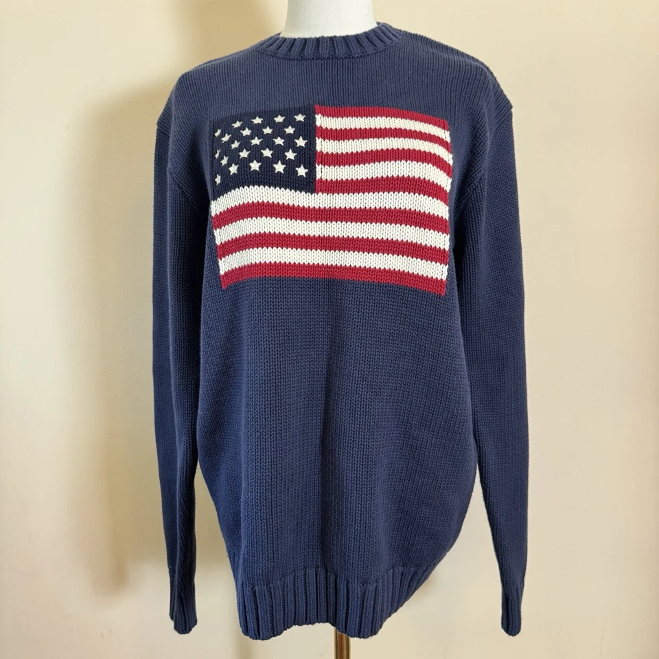 Suéter John Galt Brandy Melville Azul Marino Algodón Bandera Americana EE. UU. Talla Única Foto 1 de 4