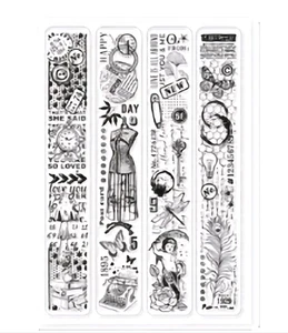 Vintage Sewing Buttons Crafting Stamp Set Stamps Junk Journal Scrapbook Feathers - Picture 1 of 2