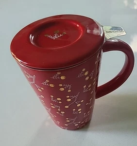 Taza nórdica David’s Tea 16 oz 473 ml taza infusora ramas bayas rojas - Imagen 1 de 8